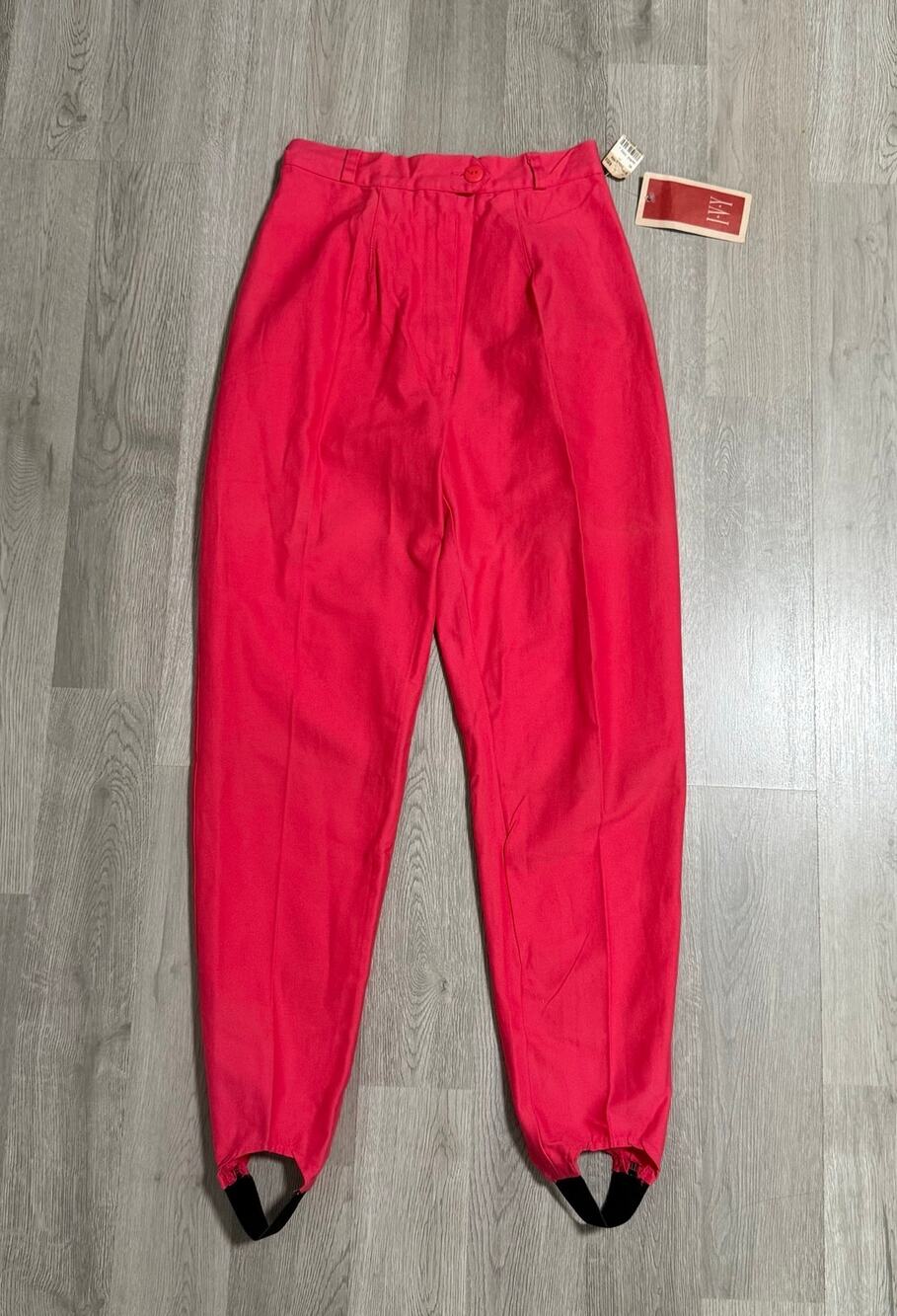 Vintage I.V.Y Women's New Deadstock Coral Red High Rise Stirrup Pants Size 7/8